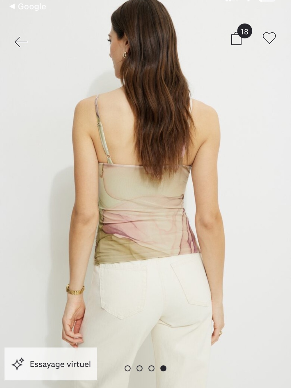 Dynamite Printed Mesh Camisole - Sage Green - Picture 4 of 11